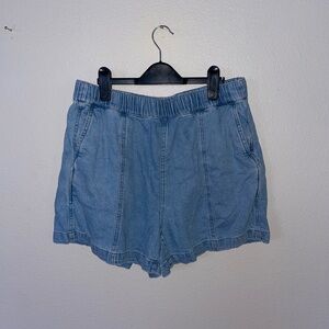 Madewell Easy Pull On Blue Denim Shorts Cotton Elastic